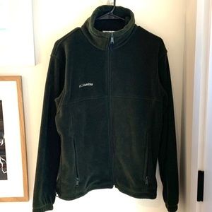 Columbia olive green full zip fleece jacket small S mens